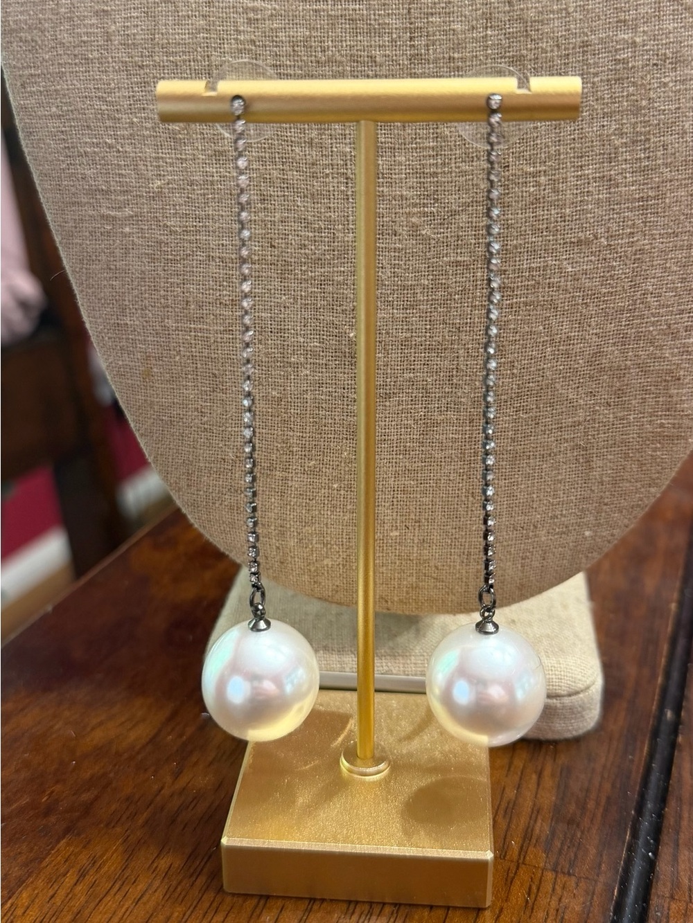 Park Lane Silver-Chain White Pearl Drop Earrings - Polar Collection